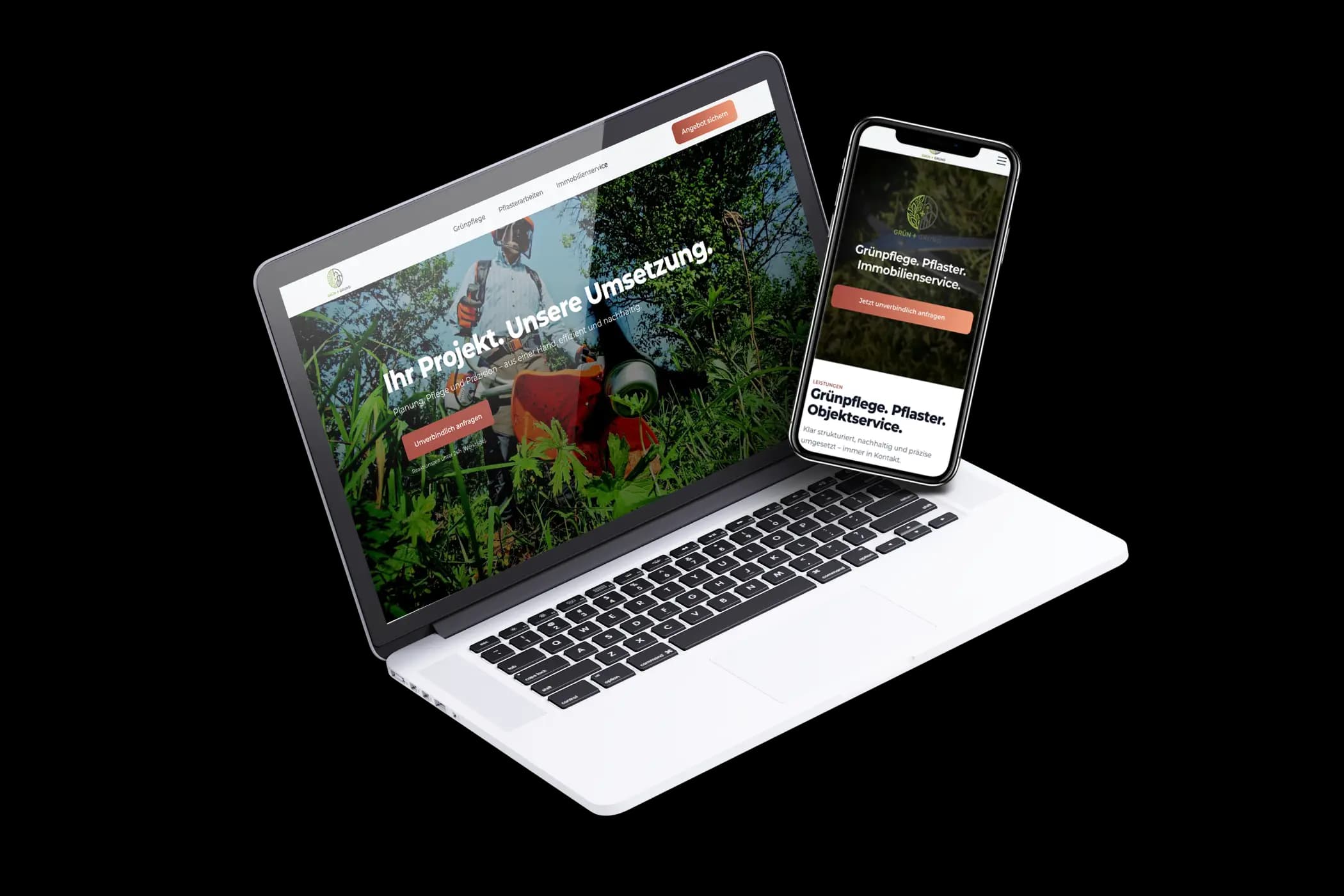 Webdesign Projekt mit grüner Markenwelt