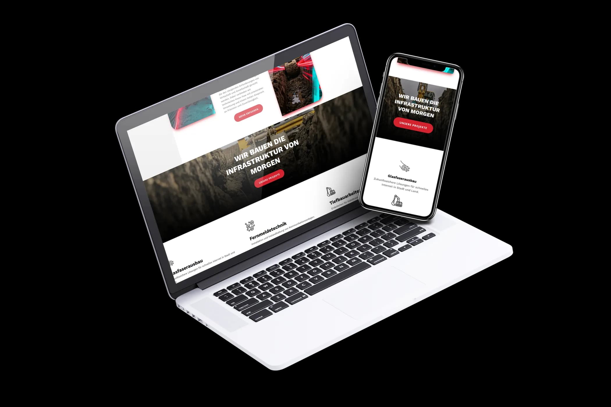 Webdesign für Tiefbau- und Glasfaserunternehmen