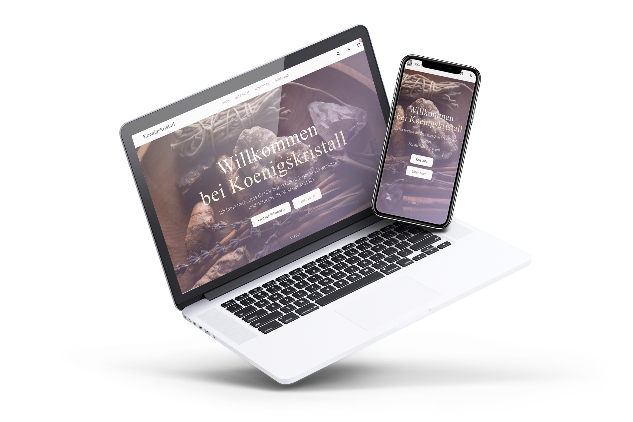 Mockup des Online-Shops KOENIGSKRISTALL