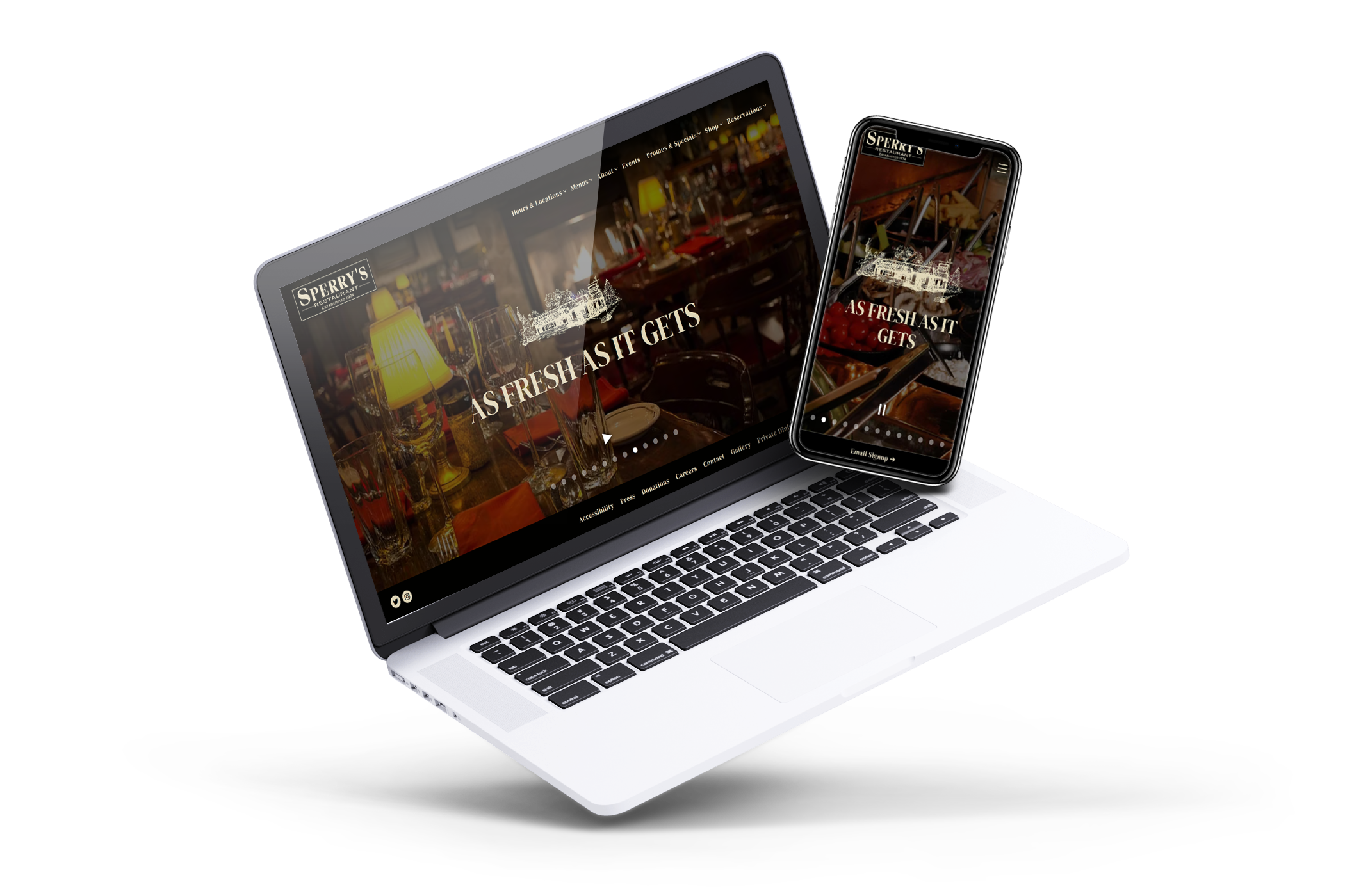 Mockup der Restaurant-Website von Sperry's